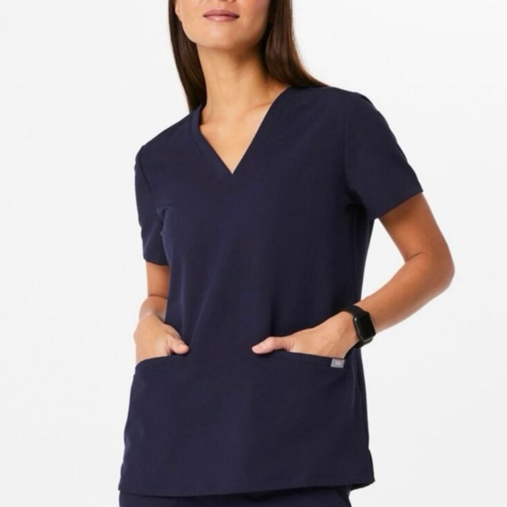Figs Casma Navy Blue 3 Pocket Scrub Top, Size Small